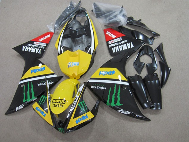 Black Yellow Motul Monster 09-11 Yamaha YZF R1 Motorcycle Fairings