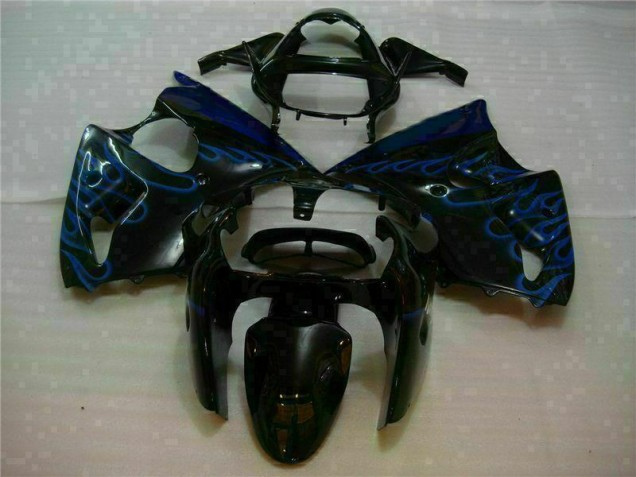 Black with Blue Flame 00-02 Kawasaki ZX6R Motorcycle Fairings Black with Blue Flame 00-02 Kawasaki ZX6R Motorcycle Fairings