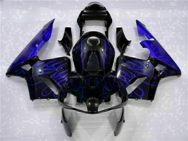 Black with Blue Flame 03-04 Honda CBR600RR Motorcycle Fairings