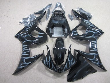 Black with Flame 03-05 Yamaha YZF R6 Motorcycle Fairings