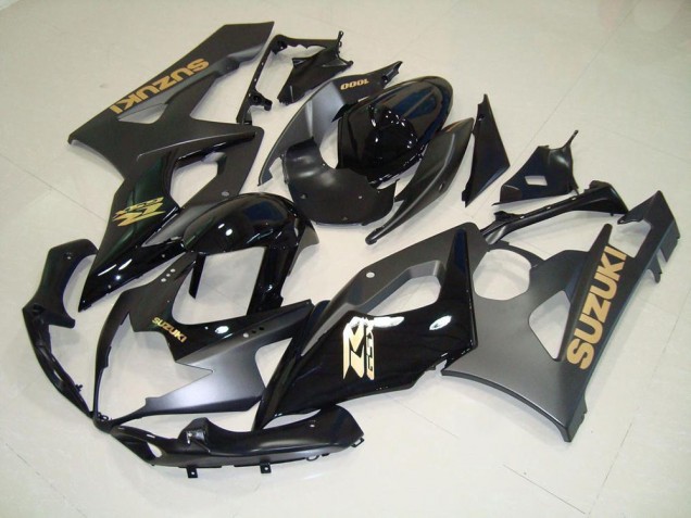 Black with Gold Decals 05-06 Suzuki GSXR 1000 Motorcycle Fairings Black with Gold Decals 05-06 Suzuki GSXR 1000 Motorcycle Fairings