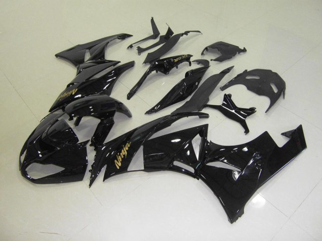 Black with Gold Sticker 09-12 Kawasaki ZX6R Motorcycle Fairings Black with Gold Sticker 09-12 Kawasaki ZX6R Motorcycle Fairings