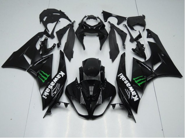 Black with Monster 09-12 Kawasaki ZX6R Motorcycle Fairings Black with Monster 09-12 Kawasaki ZX6R Motorcycle Fairings