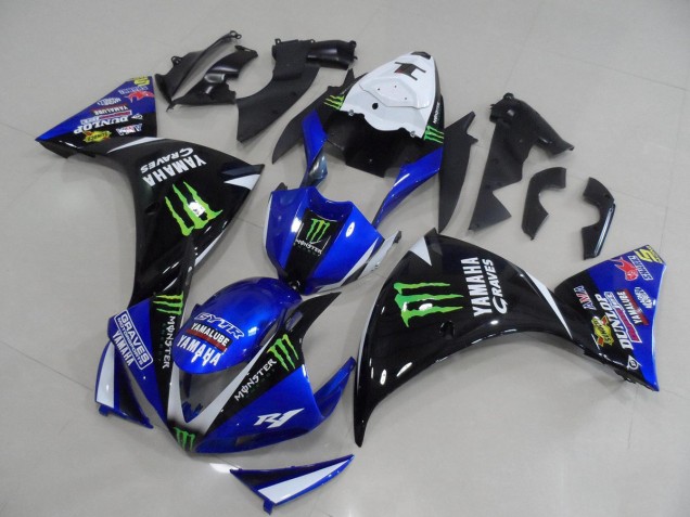 Blue Black Monster 12-14 Yamaha YZF R1 Motorcycle Fairing