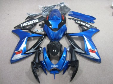 Blue Black White 06-07 Suzuki GSXR 600 Motorcycle Fairings