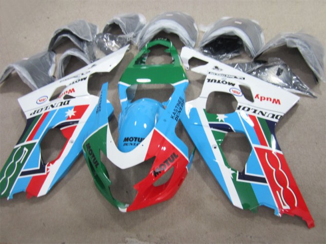 Blue Green Red Motul 04-05 Suzuki GSXR 600 Motorcycle Fairings