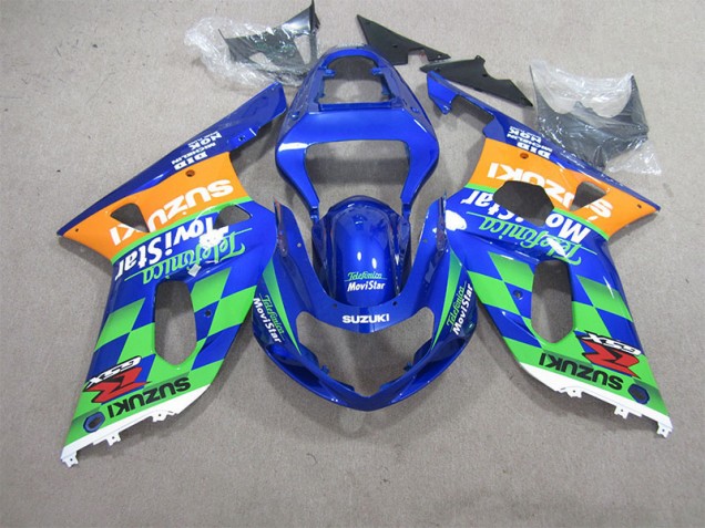 Blue Green Telefumia Movistar 01-03 Suzuki GSXR 600 Motorcycle Fairings