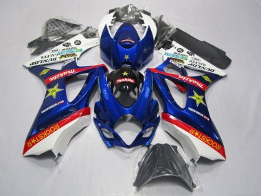 Blue Red Rockstar 07-08 Suzuki GSXR 1000 Motorcycle Fairings