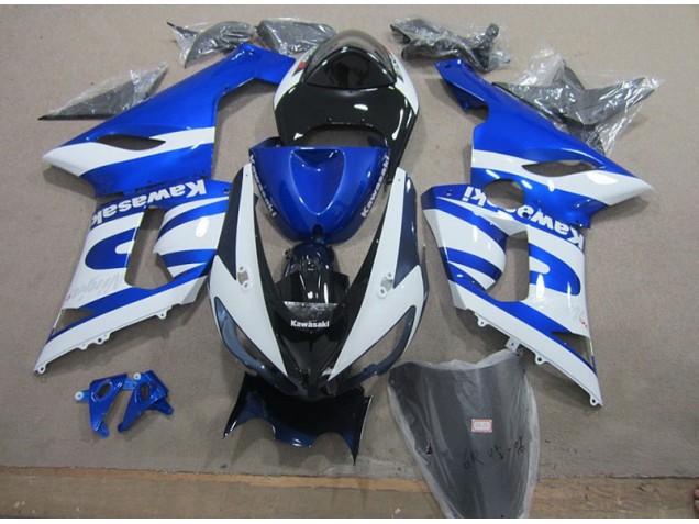 Blue White 05-06 Kawasaki ZX6R Motorcycle Fairing Blue White 05-06 Kawasaki ZX6R Motorcycle Fairing