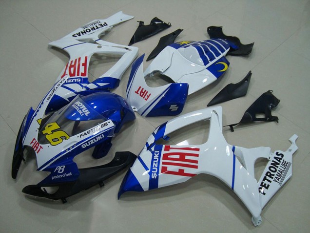 Blue White Fiat 46 06-07 Suzuki GSXR 750 Motorcycle Fairings Blue White Fiat 46 06-07 Suzuki GSXR 750 Motorcycle Fairings