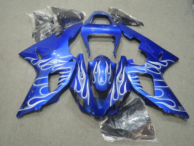 Blue White Flame 00-01 Yamaha YZF R1 Motorcycle Fairings