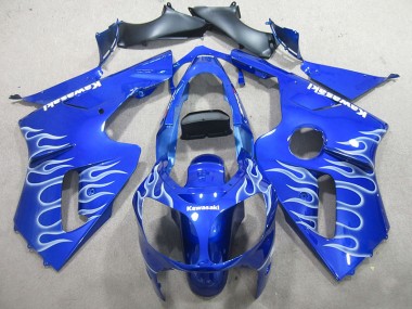 Blue White Flame 02-06 Kawasaki ZX12R Motorcycle Fairings