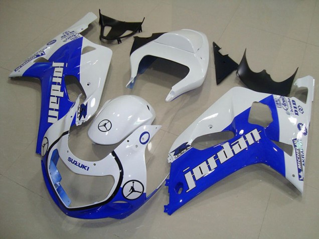 Blue White Jordan 01-03 Suzuki GSXR 750 Motorcycle Fairings Blue White Jordan 01-03 Suzuki GSXR 750 Motorcycle Fairings