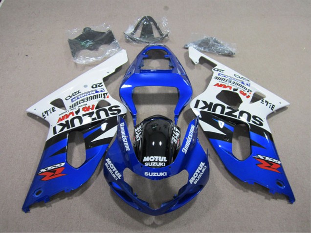 Blue White Motul 01-03 Suzuki GSXR 600 Motorcycle Fairing Blue White Motul 01-03 Suzuki GSXR 600 Motorcycle Fairing