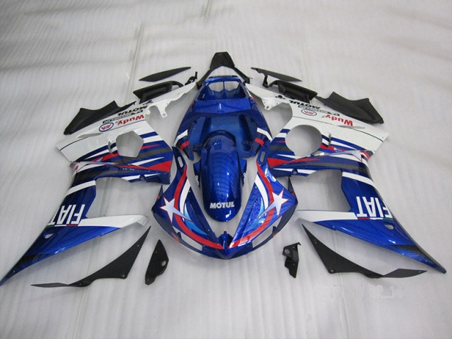 Blue White Motul Fiat 03-05 Yamaha YZF R6 Motorcycle Fairings