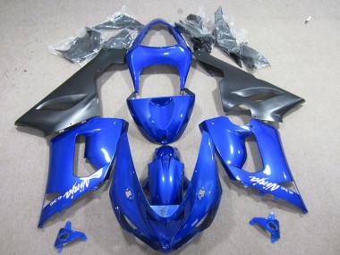 Blue White Ninja 636 05-06 Kawasaki ZX6R Motorcycle Fairings