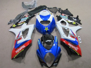 Blue White Rockstar 07-08 Suzuki GSXR 1000 Motorcycle Fairings