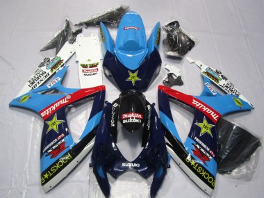Blue White Rockstar Makita 06-07 Suzuki GSXR 600 Motorcycle Fairings