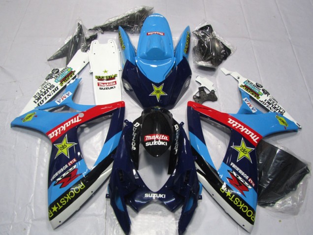 Blue White Rockstar Makita 06-07 Suzuki GSXR 600 Motorcycle Fairings Blue White Rockstar Makita 06-07 Suzuki GSXR 600 Motorcycle Fairings