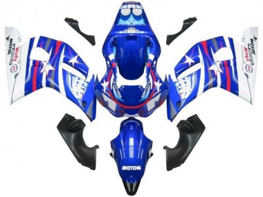 Blue White Star Fiat 98-02 Yamaha YZF R6 Motorcycle Fairings