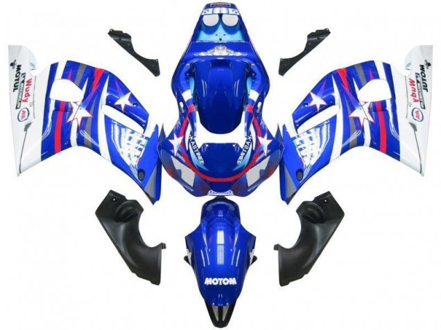 Blue White Star Fiat 98-02 Yamaha YZF R6 Motorcycle Fairings