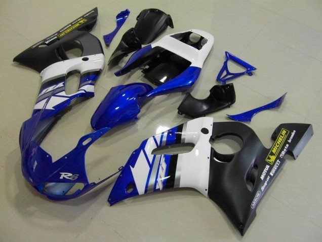 Blue White and Black 98-02 Yamaha YZF R6 Motorcycle Fairings