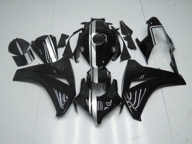 Glossy Black with Silver Stripe 08-11 Honda CBR1000RR Motorcycle Fairings Glossy Black with Silver Stripe 08-11 Honda CBR1000RR Motorcycle Fairings