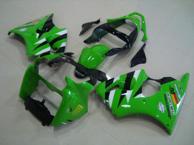 Green Black 00-02 Kawasaki ZX6R Motorcycle Fairings