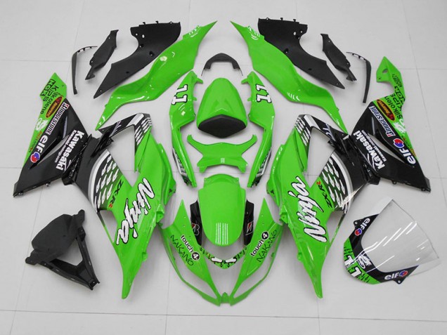 Green Black 11 13-18 Kawasaki ZX6R Motorcycle Fairings Green Black 11 13-18 Kawasaki ZX6R Motorcycle Fairings