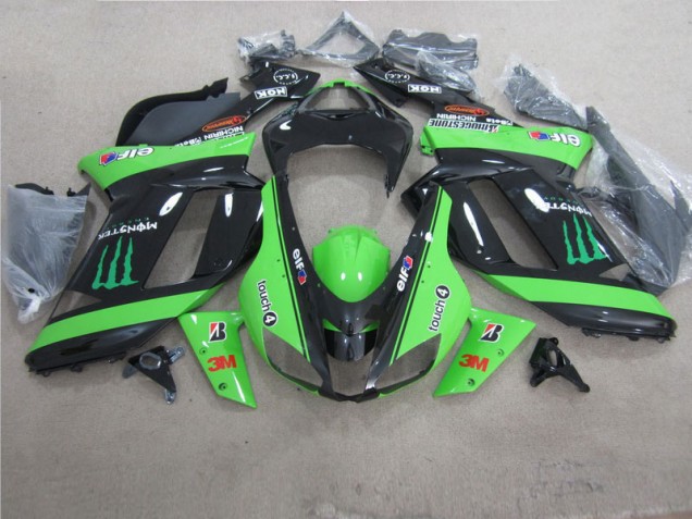Green Black 3M Monster 07-08 Kawasaki ZX6R Motorcycle Fairings Green Black 3M Monster 07-08 Kawasaki ZX6R Motorcycle Fairings