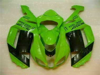 Green Black Dunlop 07-08 Kawasaki ZX6R Motorcycle Fairings