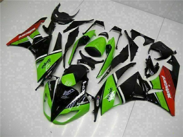 Green Black Red 09-12 Kawasaki ZX6R Motorcycle Fairings