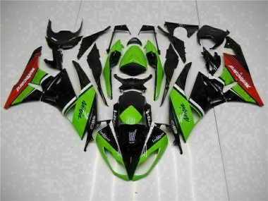 Green Black Red 09-12 Kawasaki ZX6R Motorcycle Fairings