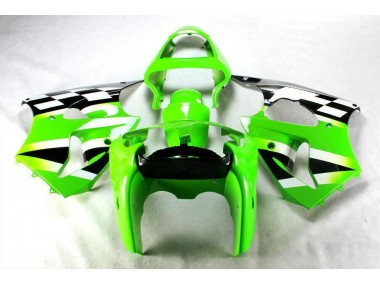 Green Black White 00-02 Kawasaki ZX6R Motorcycle Fairings