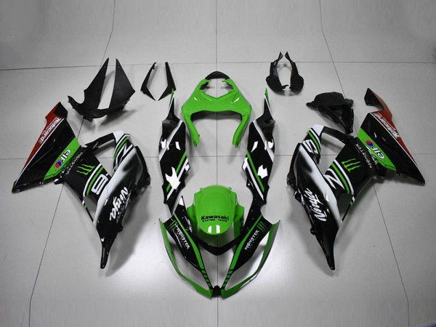 Green Black White 13-18 Kawasaki ZX6R Motorcycle Fairings Green Black White 13-18 Kawasaki ZX6R Motorcycle Fairings