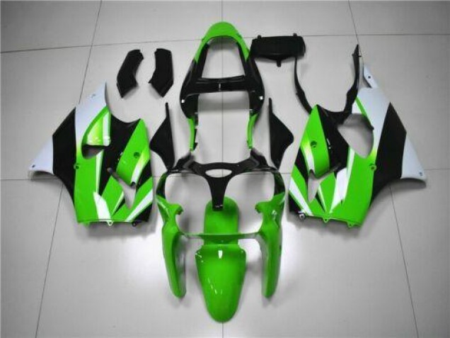 Green White Black 00-02 Kawasaki ZX6R Motorcycle Fairings Green White Black 00-02 Kawasaki ZX6R Motorcycle Fairings