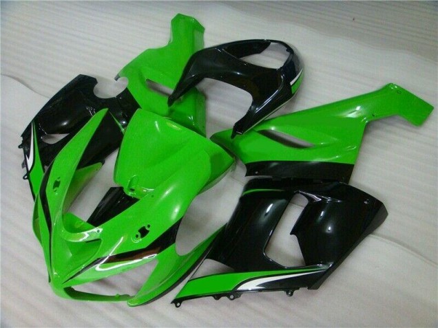 Green White Black 05-06 Kawasaki ZX6R Motorcycle Fairings Green White Black 05-06 Kawasaki ZX6R Motorcycle Fairings