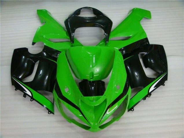 Green White Black 05-06 Kawasaki ZX6R Motorcycle Fairings Green White Black 05-06 Kawasaki ZX6R Motorcycle Fairings
