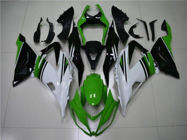 Green White Black 13-18 Kawasaki ZX6R Motorcycle Fairings