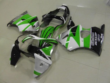 Green White Stripe 00-02 Kawasaki ZX6R Motorcycle Fairings