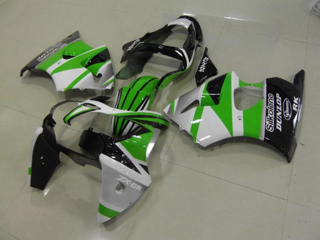 Green White Stripe 00-02 Kawasaki ZX6R Motorcycle Fairings Green White Stripe 00-02 Kawasaki ZX6R Motorcycle Fairings