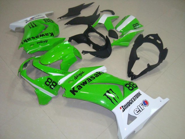 Green and White 08-12 Kawasaki ZX250R Motorcycle Fairings Green and White 08-12 Kawasaki ZX250R Motorcycle Fairings