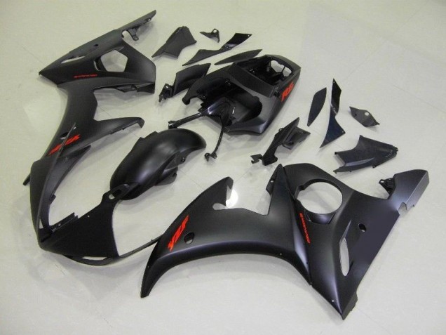 Matte Black Red Decals 03-05 Yamaha YZF R6 Motorcycle Fairings Matte Black Red Decals 03-05 Yamaha YZF R6 Motorcycle Fairings