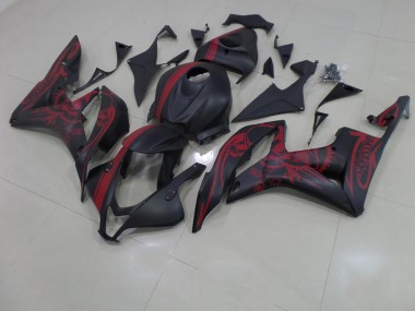 Matte Black Red Skull with Stripe 07-08 Honda CBR600RR Motorcycle Fairings