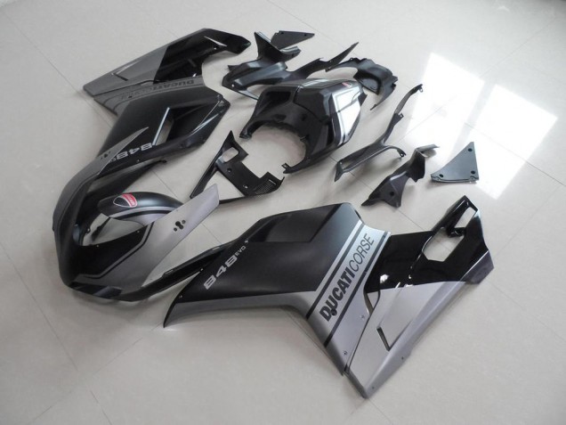 Matte Black Silver OEM Style 07-14 Ducati 848 1098 1198 Motorcycle Fairings Matte Black Silver OEM Style 07-14 Ducati 848 1098 1198 Motorcycle Fairings