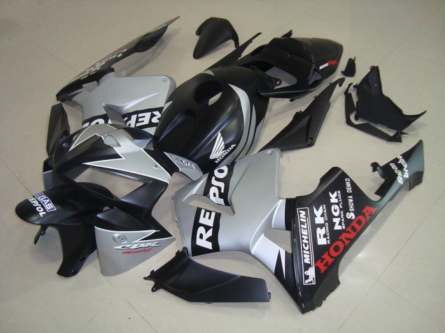Matte Black Silver Repsol 05-06 Honda CBR600RR Motorcycle Fairings Matte Black Silver Repsol 05-06 Honda CBR600RR Motorcycle Fairings