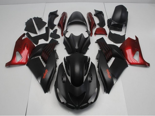 Matte Black and Red 06-11 Kawasaki ZX14R ZZR1400 Motorcycle Fairings Matte Black and Red 06-11 Kawasaki ZX14R ZZR1400 Motorcycle Fairings
