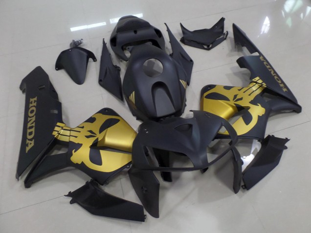 Matte Black with Gold Skull 05-06 Honda CBR600RR Motorcycle Fairings Matte Black with Gold Skull 05-06 Honda CBR600RR Motorcycle Fairings