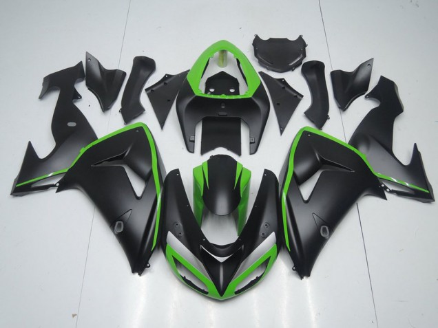 Matte Black with Green Line 06-07 Kawasaki ZX10R Motorcycle Fairings Matte Black with Green Line 06-07 Kawasaki ZX10R Motorcycle Fairings