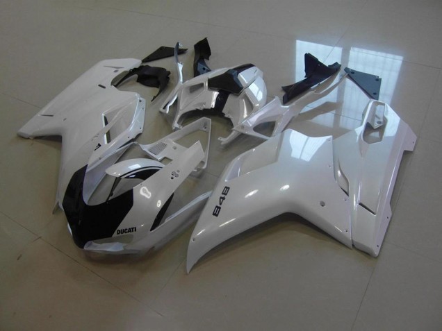 Pearl White Black Stripe 07-14 Ducati 848 1098 1198 Motorcycle Fairings Pearl White Black Stripe 07-14 Ducati 848 1098 1198 Motorcycle Fairings